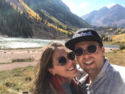 Hannah Van Roekel and her husband on a hike